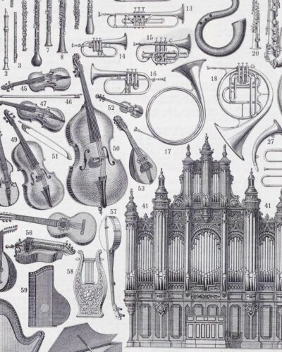 A13-4-1 Instruments de musique, planche originale 1930