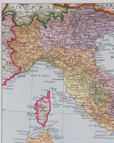 Italie, carte historique en couleurs, planche 1930