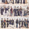 A14 Marine française, uniformes 1690-1930, planche 1930 – détail de la planche ancienne