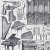 A14-3-1 Instruments de musique, planche originale 1930