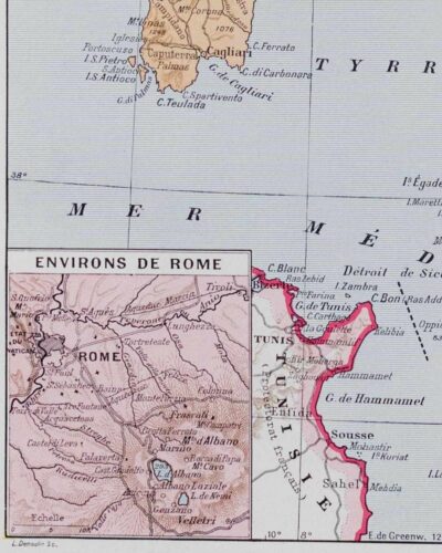 Italie, carte historique en couleurs, planche 1930