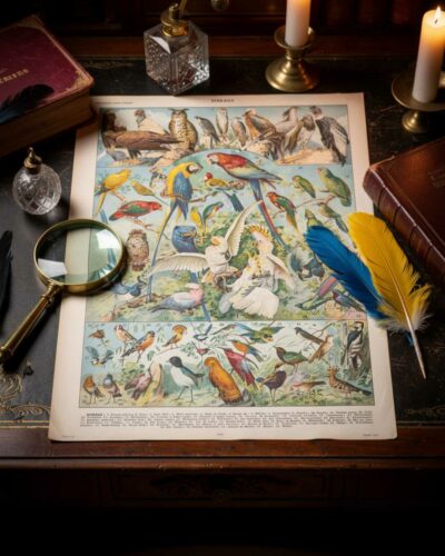 Oiseaux du monde, planche d’Adolphe Millot 1932