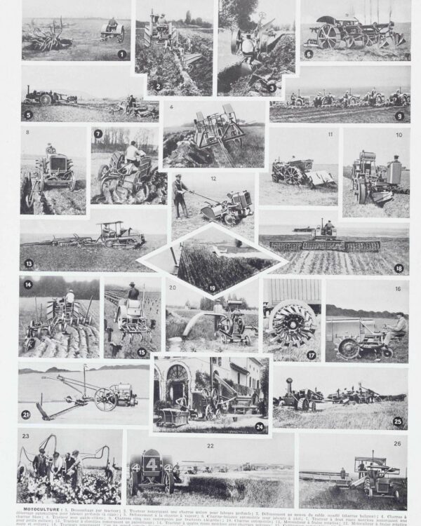 Moteurs industriels et motoculture, planche technique 1930