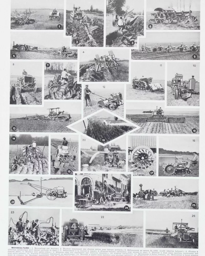 Moteurs industriels et motoculture, planche technique 1930