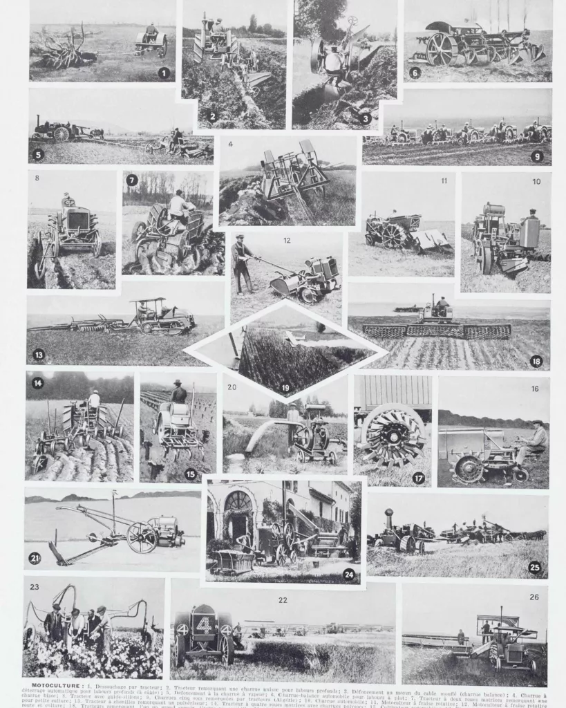 Moteurs industriels et motoculture, planche technique 1930