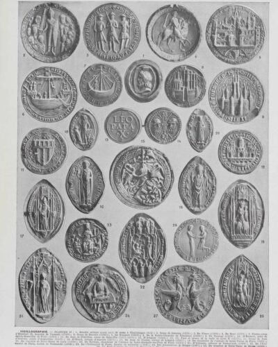Sigillographie, 54 sceaux historiques, planche 1930