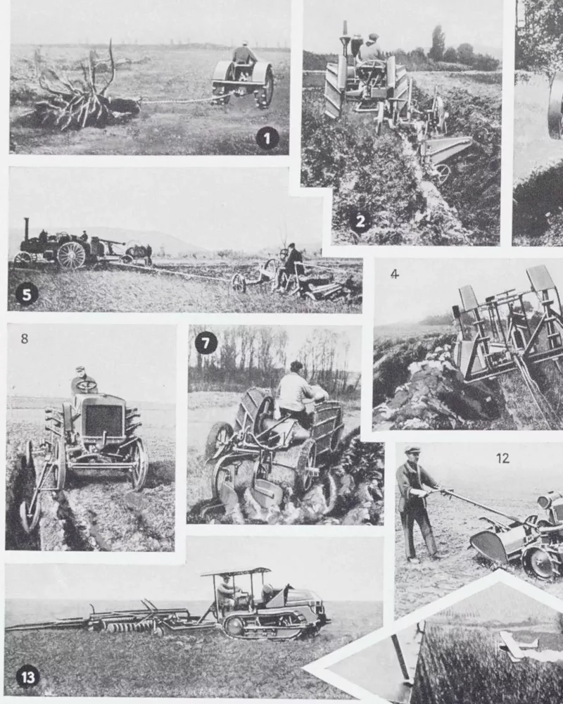 Moteurs industriels et motoculture, planche technique 1930 – verso encadré en décoration murale