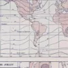 Climat du monde, isobares et isothermes, carte 1930 – verso encadré en décoration murale