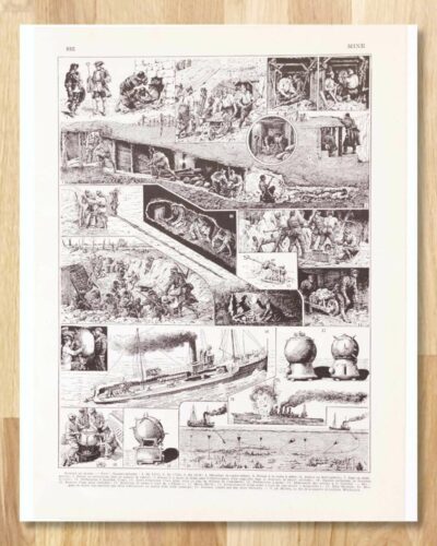 Guerre de mines terrestre et navale, planche 1930