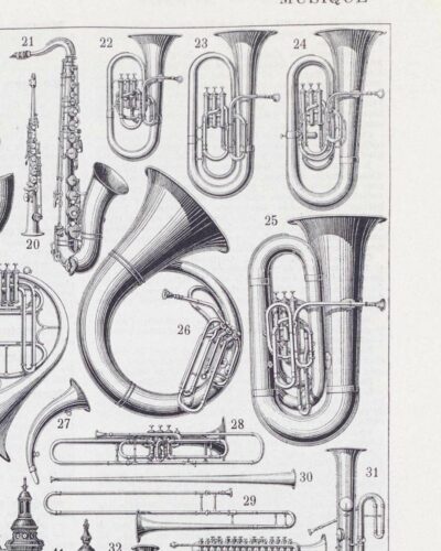 B13-1-1 Instruments de musique, planche originale 1930