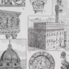 B13-3 Renaissance italienne, Michel-Ange, Donatello et Cellini, planche 1930 – détail de la planche ancienne