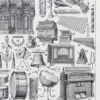 Instruments de musique, planche originale 1930 – détail de la planche ancienne