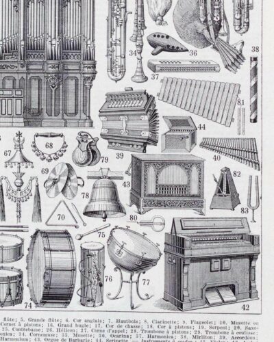 B14-1 Instruments de musique, planche originale 1930