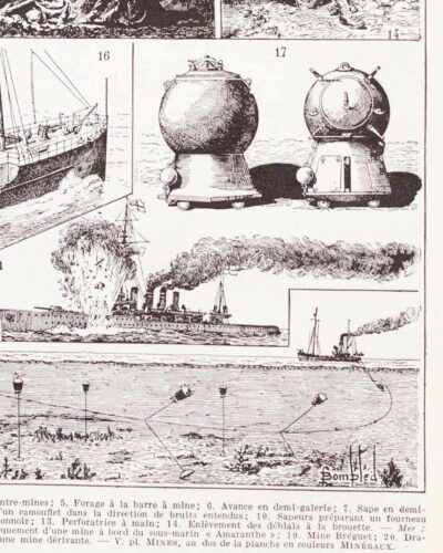 Guerre de mines terrestre et navale, planche 1930