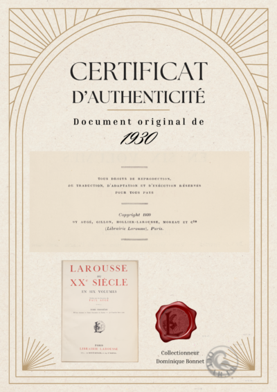 Certificat-Larousse-Tome-3-8 Fourrures, animaux et savoir-faire, planche originale 1930