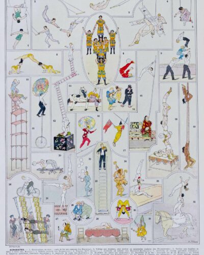 XX1-Acrobates-cirque-A10 Acrobates du cirque, planche illustrée originale 1928