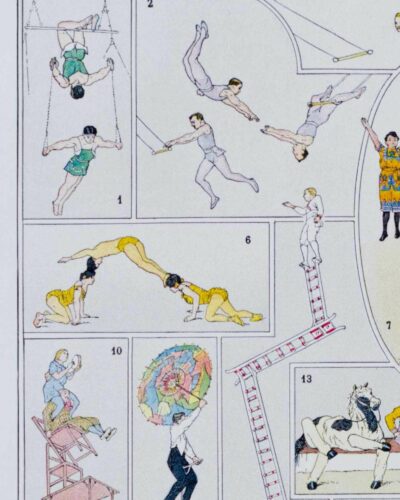XX1-Acrobates-cirque-A14 Acrobates du cirque, planche illustrée originale 1928