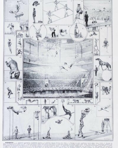 XX1-Acrobates-cirque-A20 Acrobates du cirque, planche illustrée originale 1928