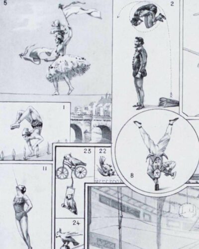 XX1-Acrobates-cirque-A22 Acrobates du cirque, planche illustrée originale 1928