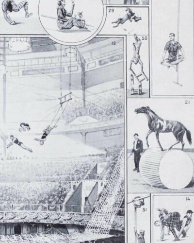 XX1-Acrobates-cirque-B22 Acrobates du cirque, planche illustrée originale 1928