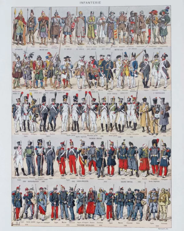 a00c Infanterie française, quinze siècles d’uniformes, planche 1930