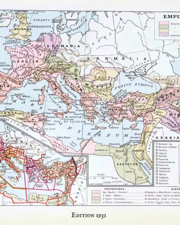 a10-1931-1 Empire romain, carte historique et art romain, planche 1930