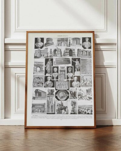 Empire romain, carte historique et art romain, planche 1930