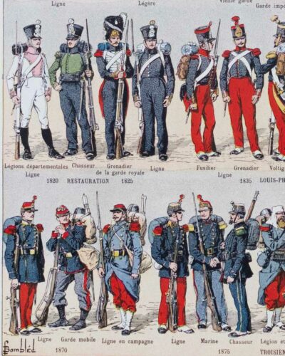 Infanterie française, quinze siècles d’uniformes, planche 1930