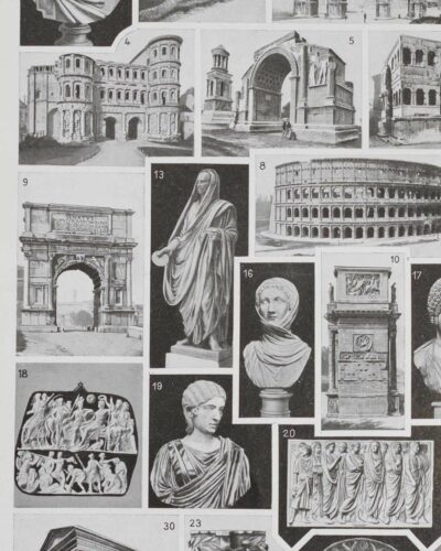 Empire romain, carte historique et art romain, planche 1930
