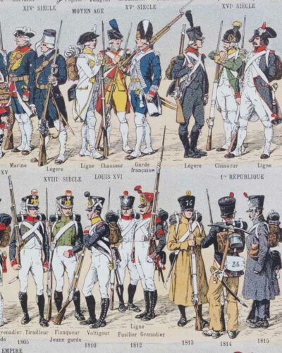 Infanterie française, quinze siècles d’uniformes, planche 1930