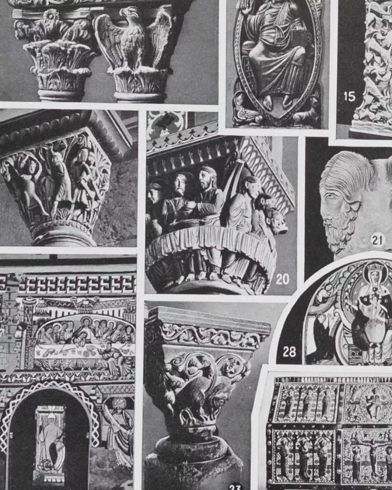 Art roman, architecture et sculpture, planche 1930 – verso encadré en décoration murale