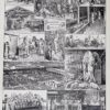 Planche ancienne abattoir, gravure originale années 1930