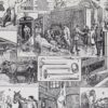 Planche ancienne abattoir, gravure originale années 1930