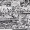 Planche ancienne abattoir, gravure originale années 1930