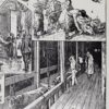 Planche ancienne abattoir, gravure originale années 1930