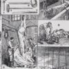 Planche ancienne abattoir, gravure originale années 1930
