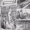 Planche ancienne abattoir, gravure originale années 1930 – détail de la planche ancienne