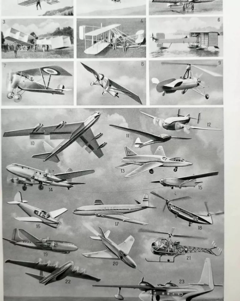 aeronautique-a10.jpg Aéronautique, aviation et ballons, planche originale 1948 – planche ancienne entière