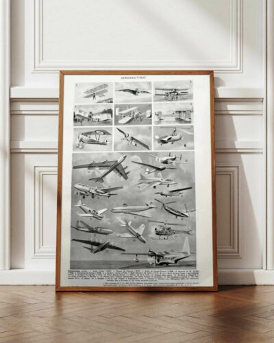 Aéronautique, aviation et ballons, planche originale 1948