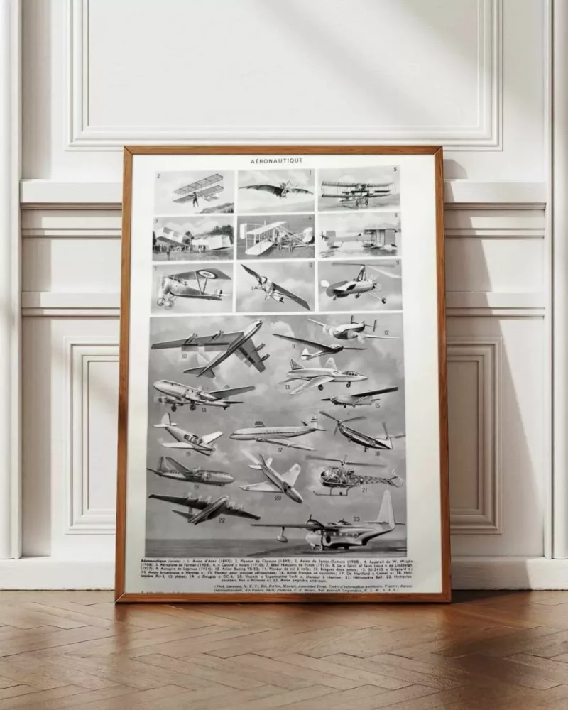 aeronautique-a12.jpg Aéronautique, aviation et ballons, planche originale 1948 – planche encadrée en décoration murale