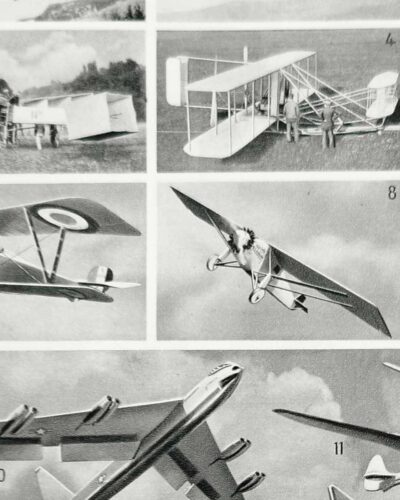 Aéronautique, aviation et ballons, planche originale 1948