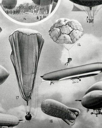 Aéronautique, aviation et ballons, planche originale 1948