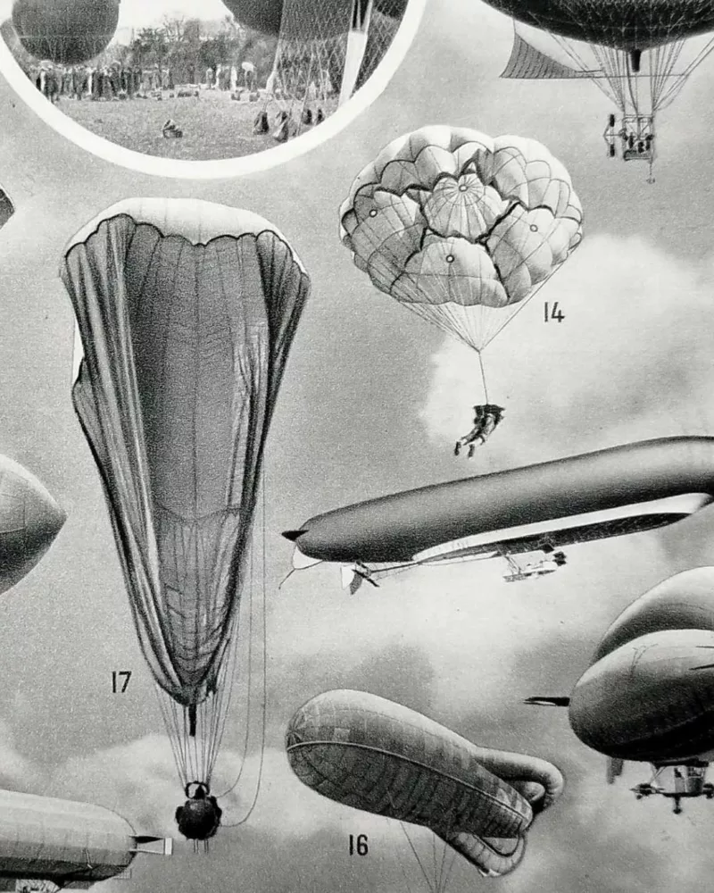 aeronautique-b22.jpg Aéronautique, aviation et ballons, planche originale 1948 – verso encadré en décoration murale