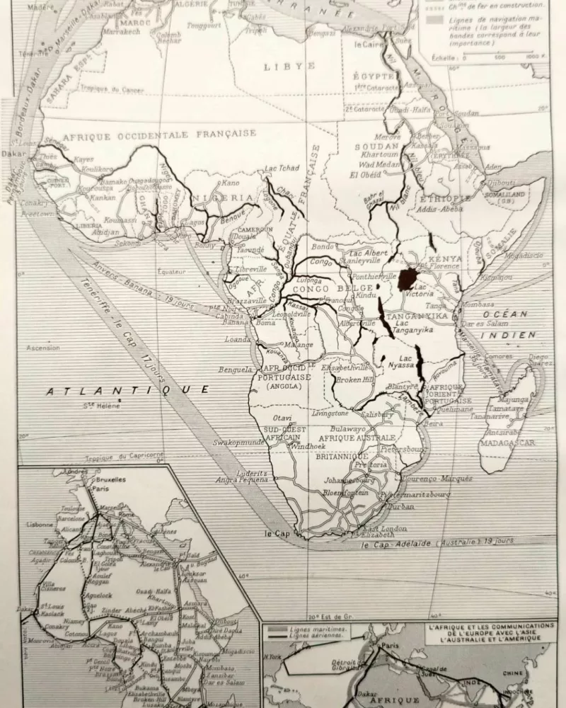 Afrique, carte politique et thématique 1948 – verso du document ancien