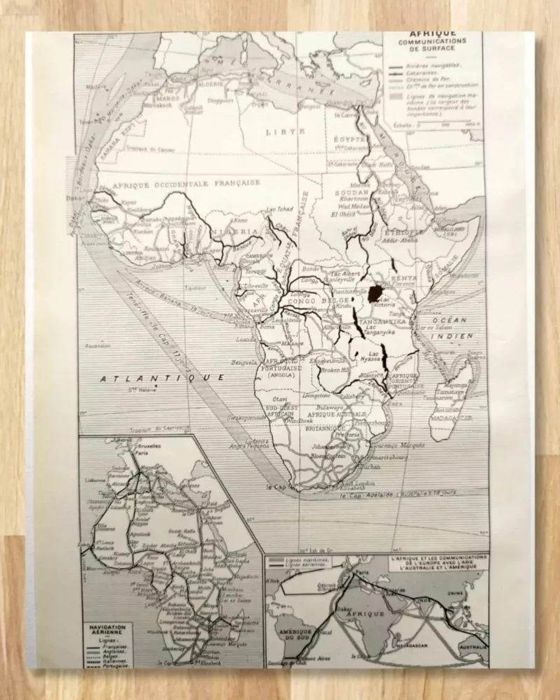 Afrique, carte politique et thématique 1948 – verso du document ancien