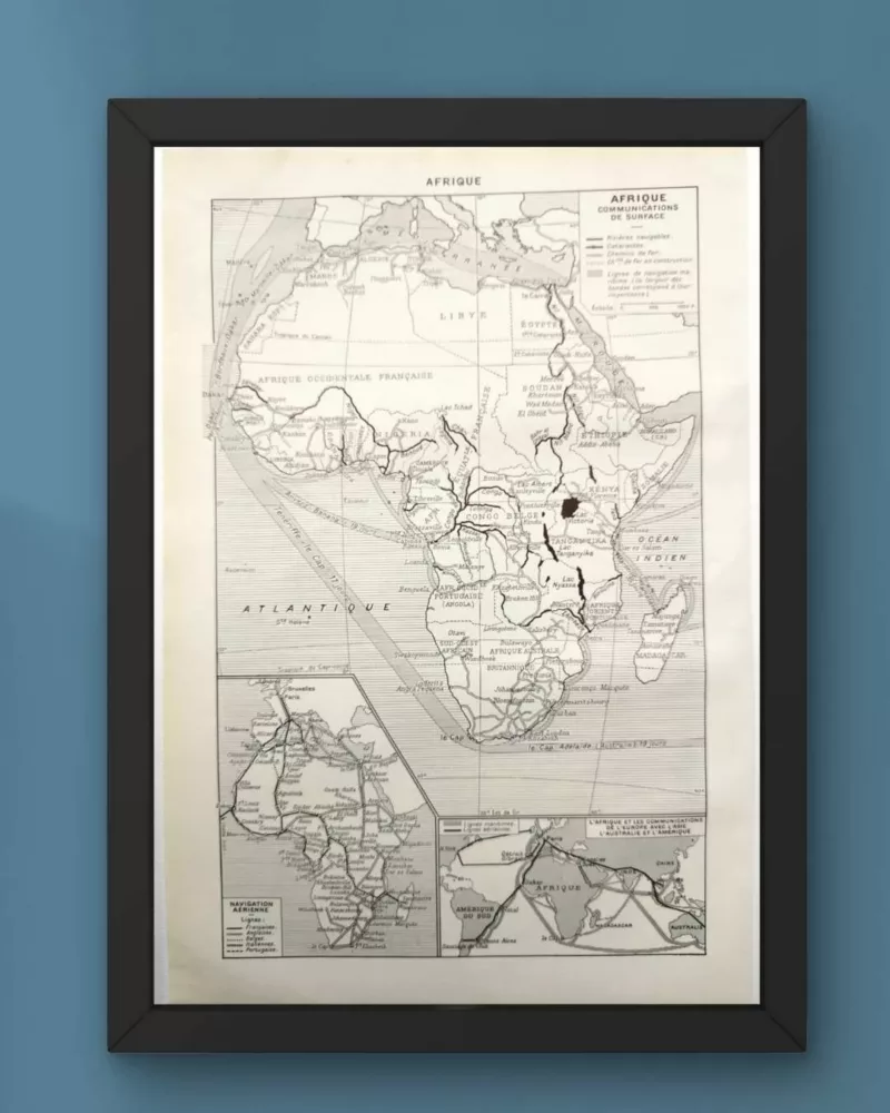 Afrique, carte politique et thématique 1948 – verso du document ancien