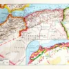 Afrique du Nord, carte politique et thématique 1948 – planche ancienne entière
