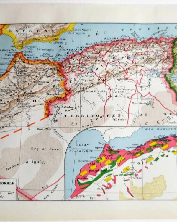 Afrique du Nord, carte politique et thématique 1948