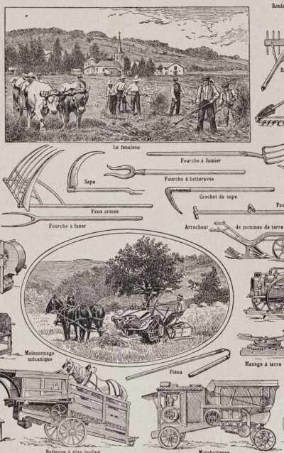 Agriculture et machines agricoles, planche originale 1930