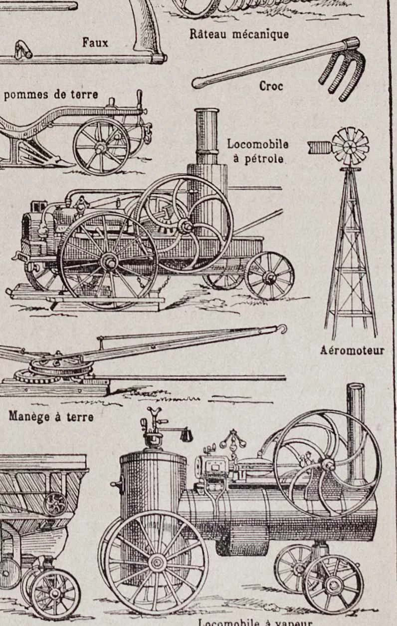 Agriculture et machines agricoles, planche originale 1930